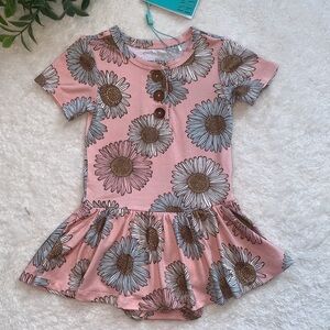 NWT Posh Peanut 12-18M Millie Henley Twirl Dress Bodysuit